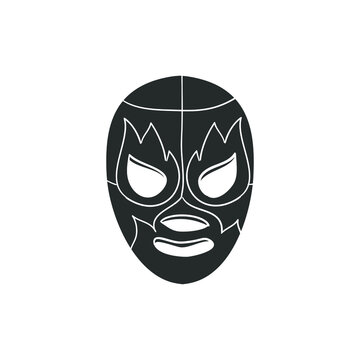 Mexican Mask Icon Silhouette Illustration. Fighter Vector Graphic Pictogram Symbol Clip Art. Doodle Sketch Black Sign.