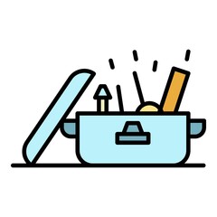Carpenter tool box icon. Outline carpenter tool box vector icon color flat isolated