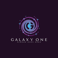 G1 letter galaxy logo vector. Suitable for technology businesses or those related to logos.