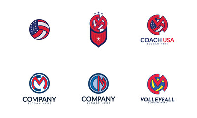 CM or MC volleyball letter set logo vector. Great for volleyball, volleyball coaches, or anything volleyball related.
