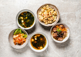 japanese food set, top view