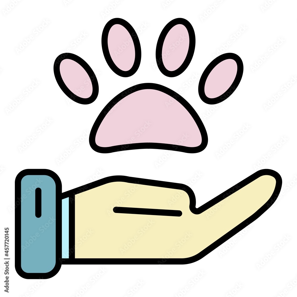 Poster hand care pet icon. outline hand care pet vector icon color flat isolated - Posters