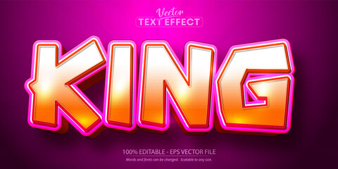 King text, cartoon style editable text effect
