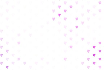 Light Purple, Pink vector pattern with colorful hearts.