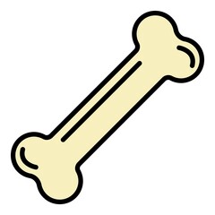 Pet food bone icon. Outline pet food bone vector icon color flat isolated