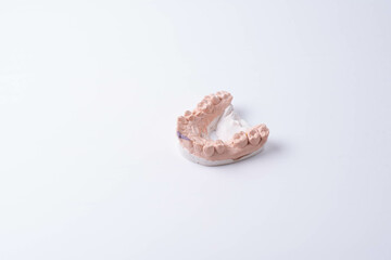 Obraz premium a cast of the upper human jaw on a white background