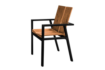 Wooden steel legs simplistic chair isolated on white background