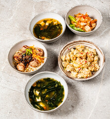 japanese food set, top view
