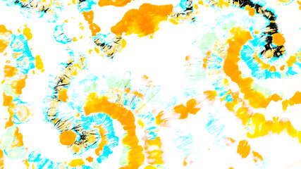 Obraz premium Turquoise Hard Grunge. Tie Dye Print. Yellow