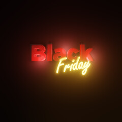 3d visualization, light sign "black friday", sale and discounts