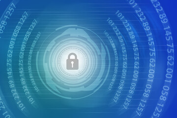 2d illustration lock security with futuristic background
