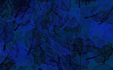 Dark Blue, Green vector doodle backdrop with leaves.