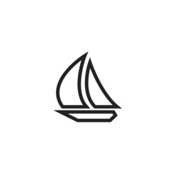 sailboat line icon. sea travel symbol. isolated vector image