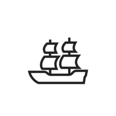sailing ship line icon. antique sea transport symbol. isolated vector image