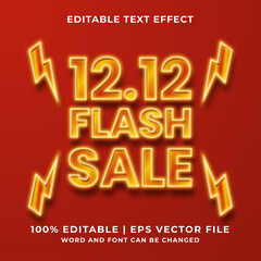 Editable text effect - 12.12 Flash Sale template style premium vector