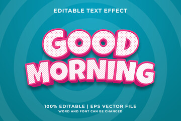 Editable text effect - Good Morning 3d template style premium vector