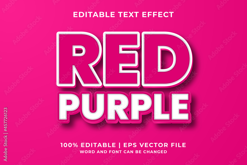 Wall mural editable text effect - red purple 3d bold template style premium vector