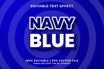 Editable text effect - Navy Blue 3d Bold template style premium vector