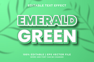 Editable text effect - Emerald Green 3d Bold template style premium vector