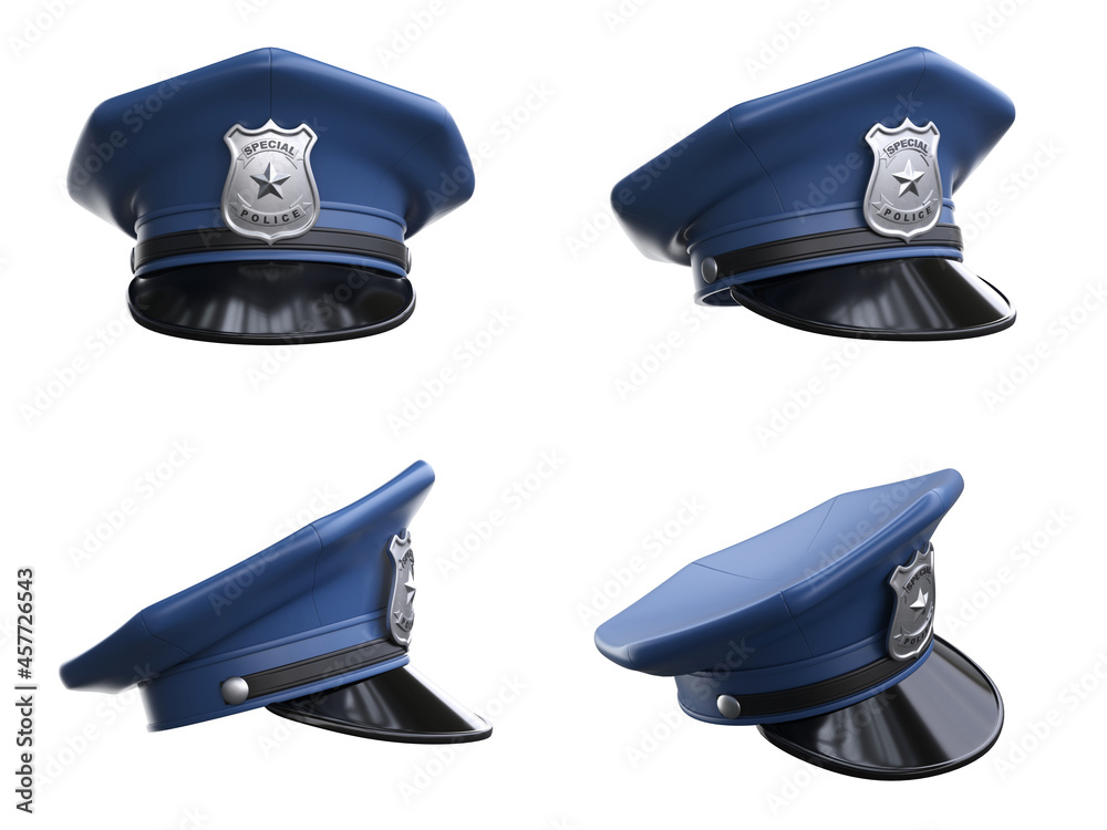 Fototapete policeman hat from various angles 3d rendering