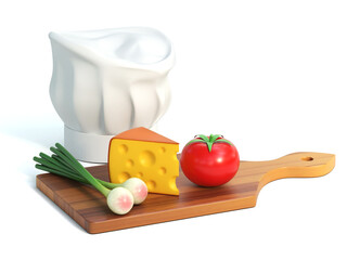 Cooking 3d concept, food preparation 3d rendering