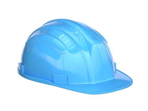 Blue hard hat, safety helmet isolated on white background 3d rendering