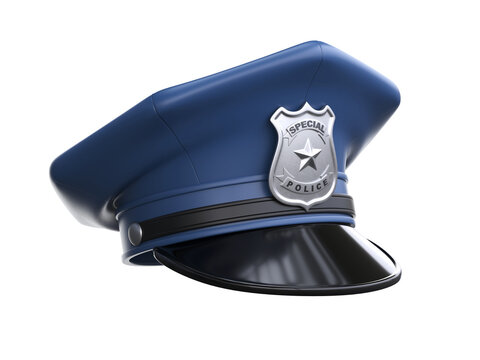 Police hat isolated on white background 3d rendering