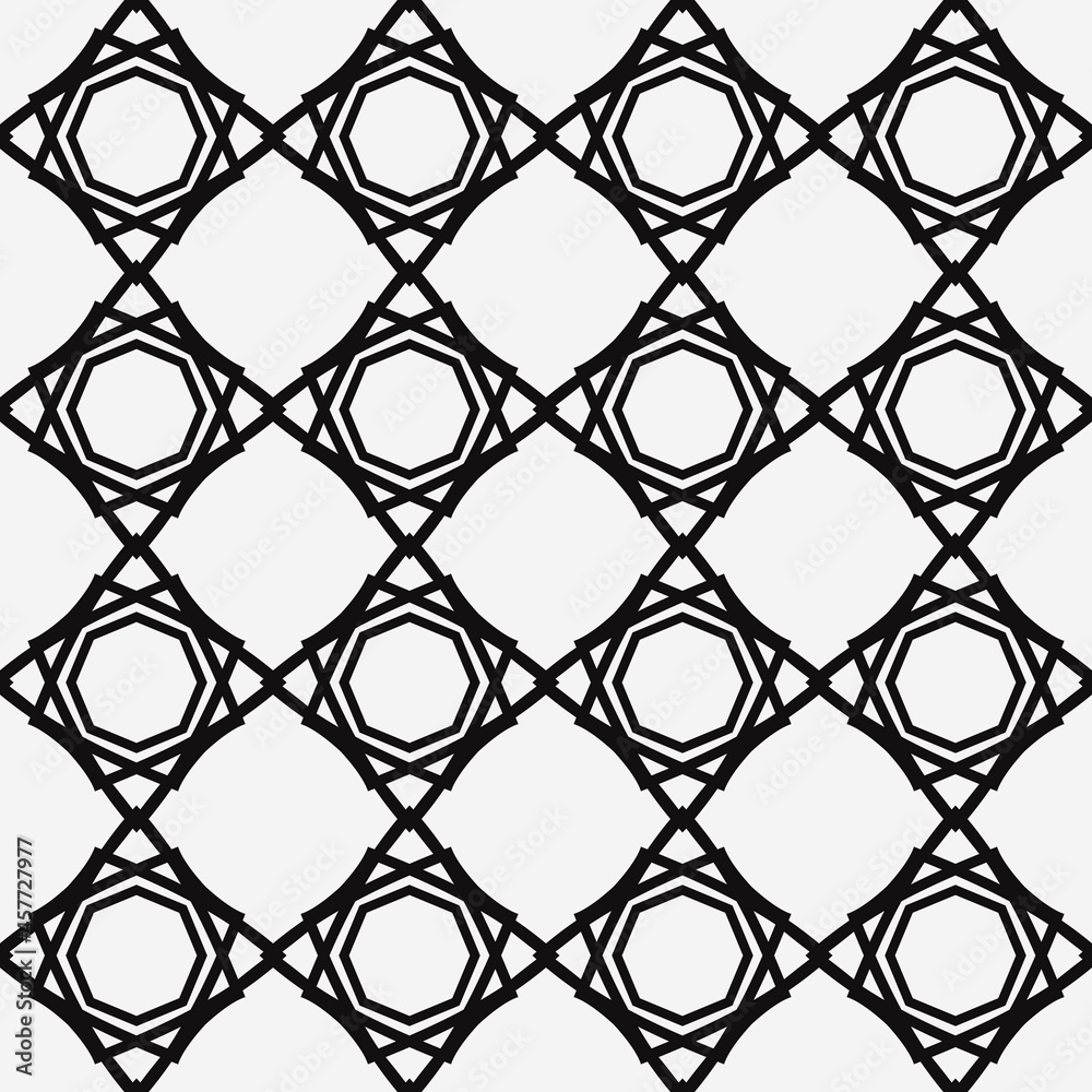 Poster Fractal shapes mesh. Seamless and vector mesh with octagons.