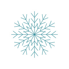 Blue snowflake. Icon logo design. Ice crystal winter symbol. Template for winter design.