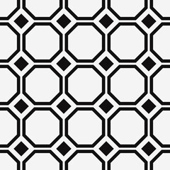 Obraz premium Octagons and rhombs pattern. Repeated mesh with octagons.