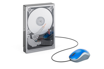 Fototapeta premium HDD with computer mouse. 3D rendering