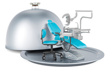 Restaurant cloche with dental chair unit, 3D rendering