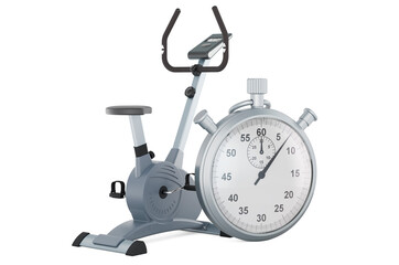 Stopwatch with exercise bike, 3D rendering