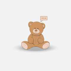 a Brown teddy bear sitting in silence on a white background.