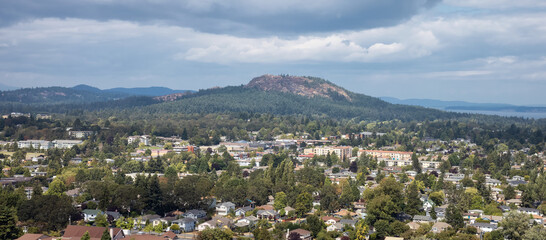 Scenic View of Modern City during a sunny summer day. Mt Tolmie Park, Victoria, Vancouver Island,...