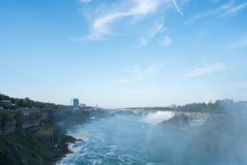 View at Niagara Falls on a sunny day in Ontario Canada