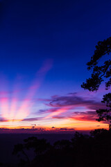 twilight sky at Phu Kra Dung National park of Thailand