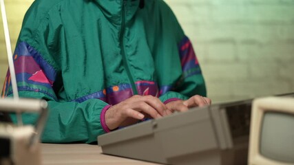 80s 90s Typing on a Vintage Computer Keyboard