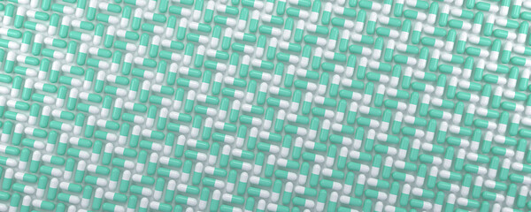 Medicines pills capsules geometric pattern background. 3d illustration
