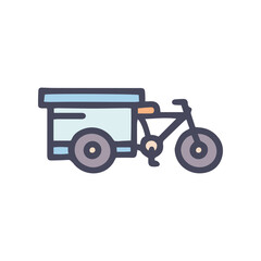 tricycle trade cart color vector doodle simple icon