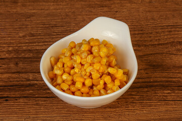 Sweet corn seeds in the bowl