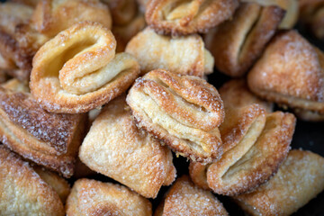 Curd biscuits. Curd dough rolls stuffed with quince jam.
