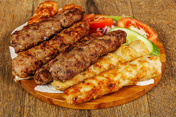 Tasty minced meat kebab set
