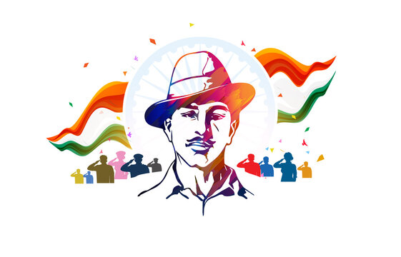 Indian republic day celebration with tricolor flag and martyrs freedom fighters concept