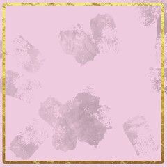 Pink ink watercolour with golden frame 