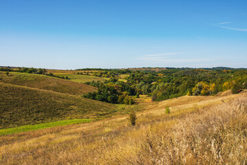 Beautiful photos of suburban autumn landscapes. Cherkasy region, Ukraine.