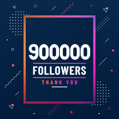 Thank you 900000 followers, 900K followers celebration modern colorful design.