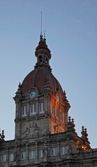 Fototapeta premium Cúpula y reloj del Ayintamiento de A Coruña, Galicia