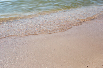 Fototapeta na wymiar Soft wave of the sea on a sandy beach