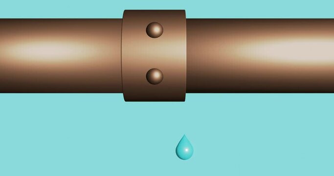3d render with dripping pipe in cartoon style